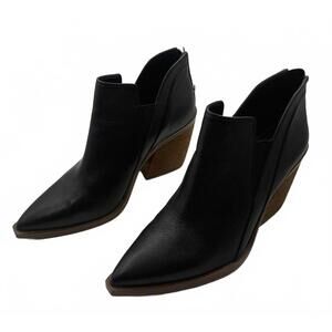Vince Camuto Gradina Black Leather Ankle Booties Block Heel Size 8
